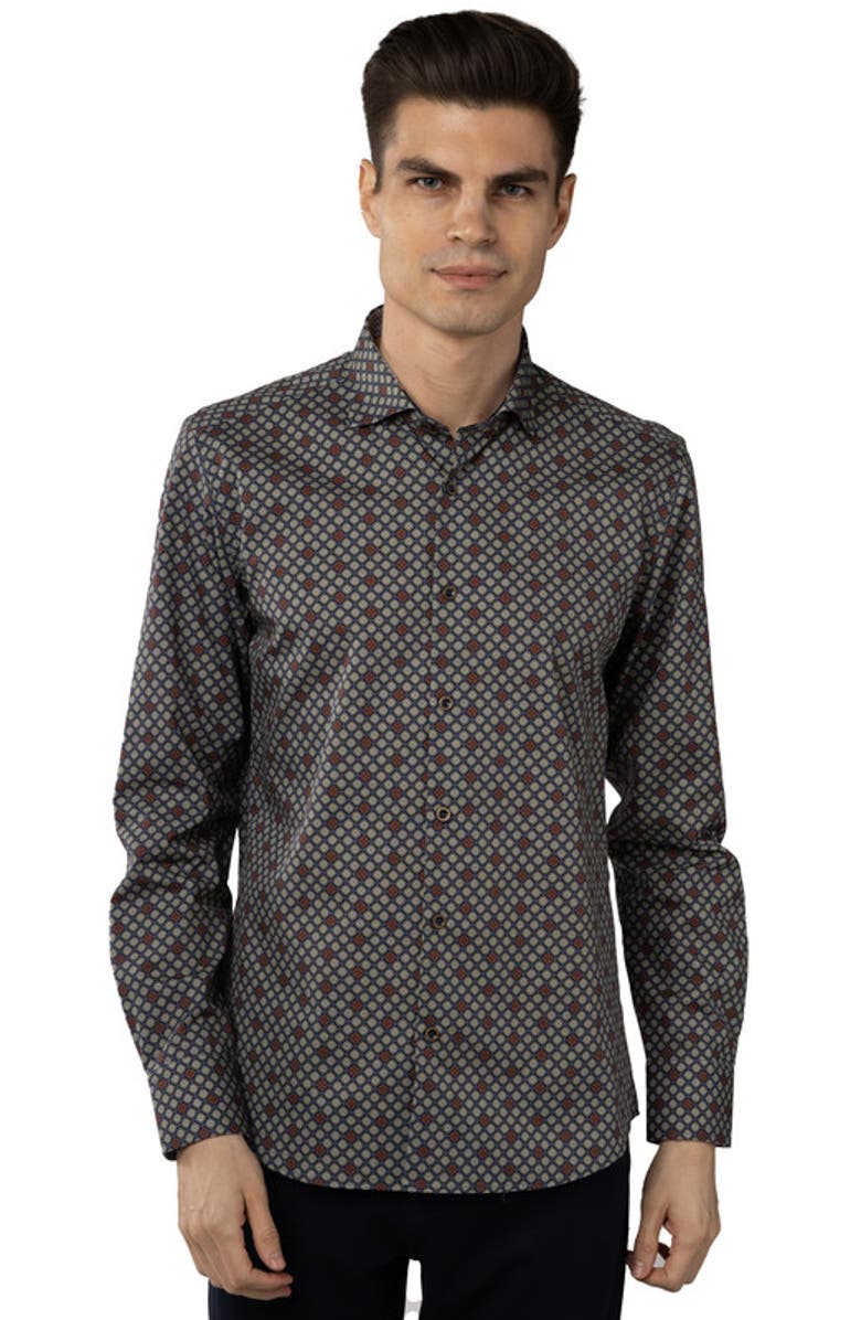 Luchiano Visconti Leo Floral Jacquard Shirt, Main, color, Multi