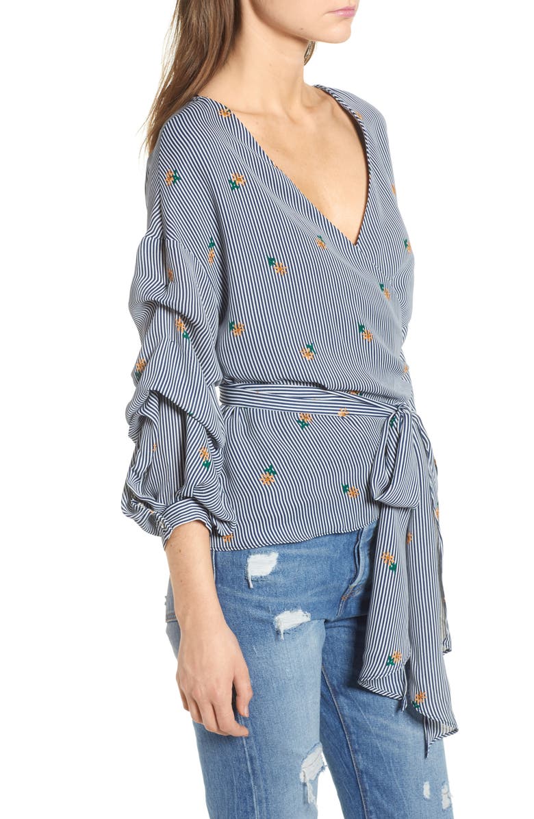 Bishop + Young Majorca Stripe Wrap Top, Alternate, color, 