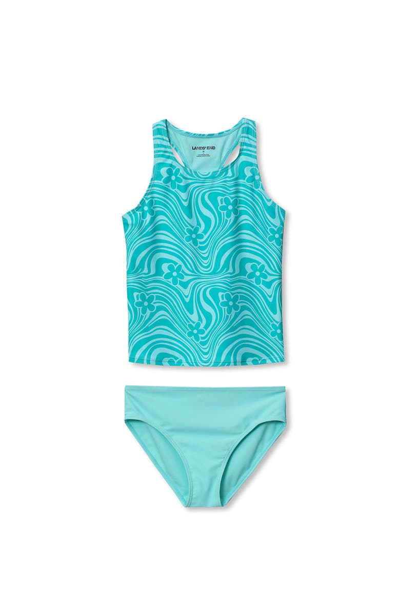 Lands' End Girls Chlorine Resistant Tankini Swim Set, Main, color, Aruba Blue Floral
