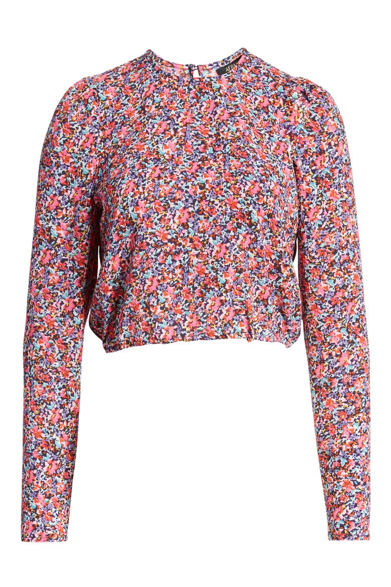 Reca Floral Tie Back Top, Alternate, color, RETRO PINK FLORAL