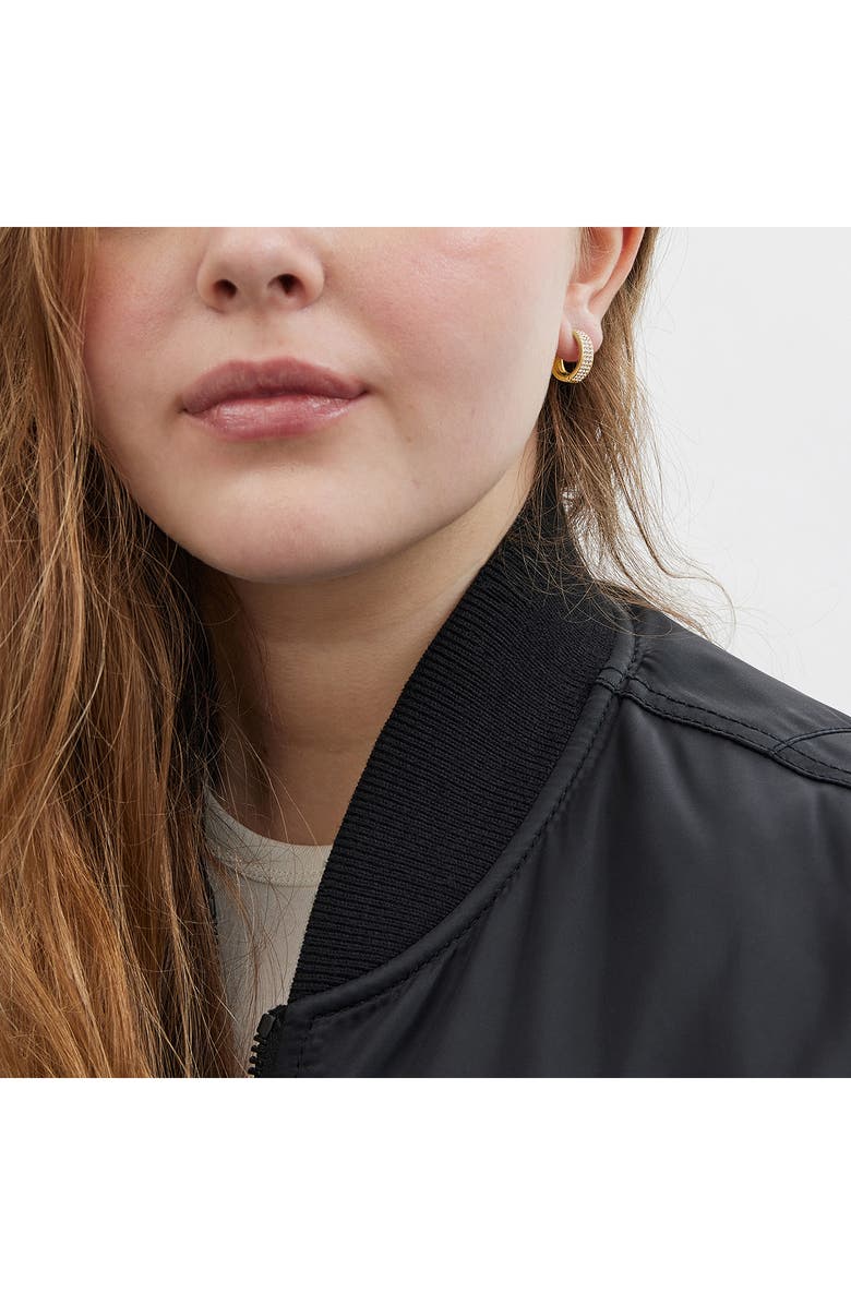 COACH Pavé Crystal Huggie Hoop Earrings, Alternate, color, Crystal/ Gold