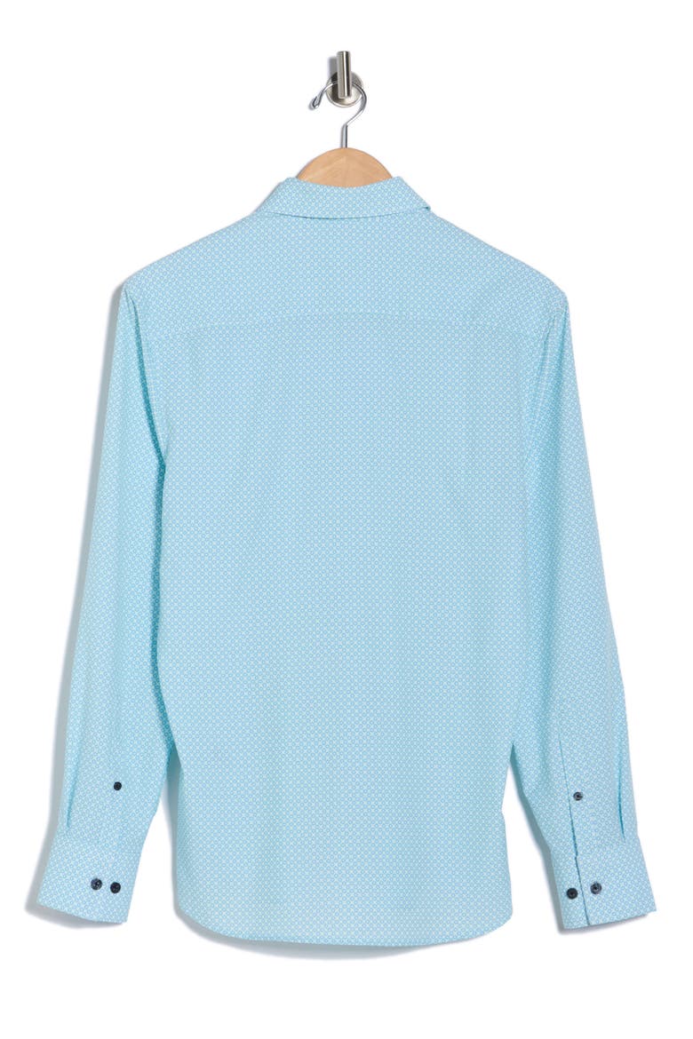 Slim Fit Diamond Geometric Stretch Button-Up Shirt, Alternate, color, WHITE/ GREEN