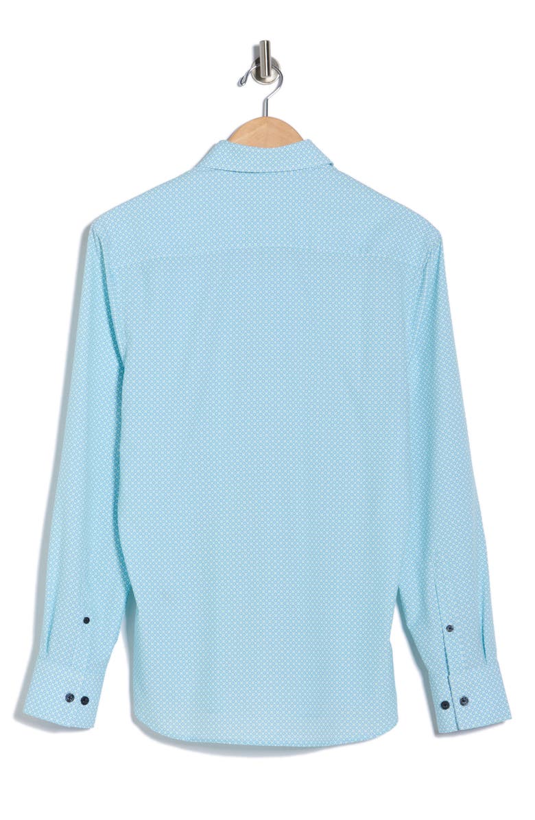 CONSTRUCT Slim Fit Diamond Geometric Stretch Button-Up Shirt, Alternate, color, White/ Green