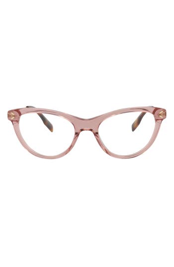 Alexander Mcqueen Mcqueen 46mm Cat Eye Optical Glasses In Beige Gold Transparent