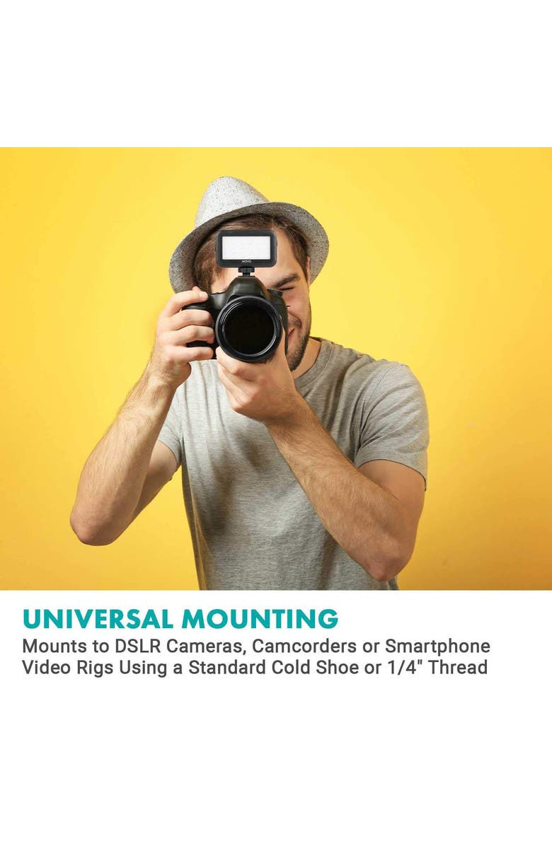 MOVO LED-30 Mini LED Light Panel - Adjustable Brightness, Rechargeable Battery, Alternate, color, Black