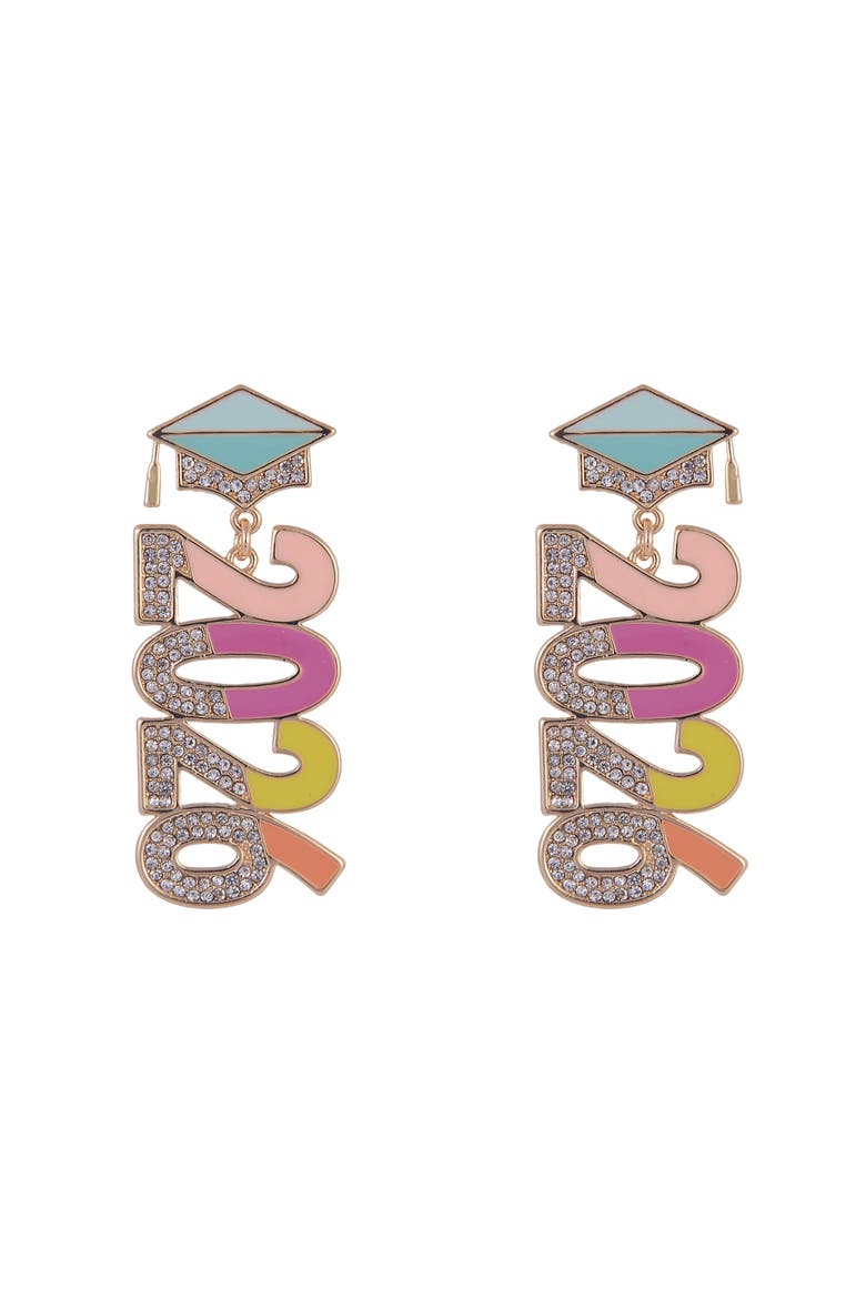 2026 Graduation Earrings, Alternate, color, Multicolored