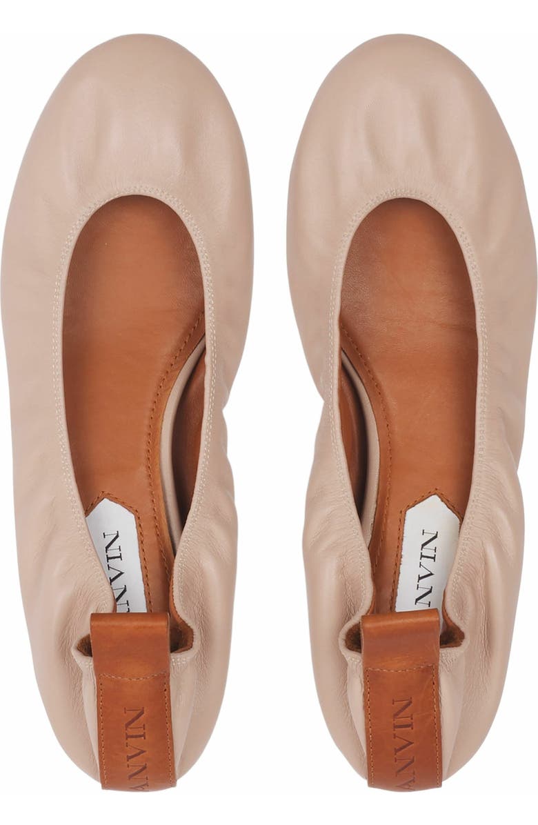 Lanvin The Leather Ballerina Flat, Alternate, color, Dark Beige