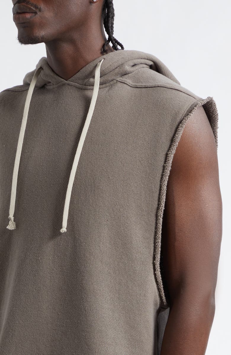Rick Owens Sleeveless Cotton French Terry Hoodie, Alternate, color, Dust