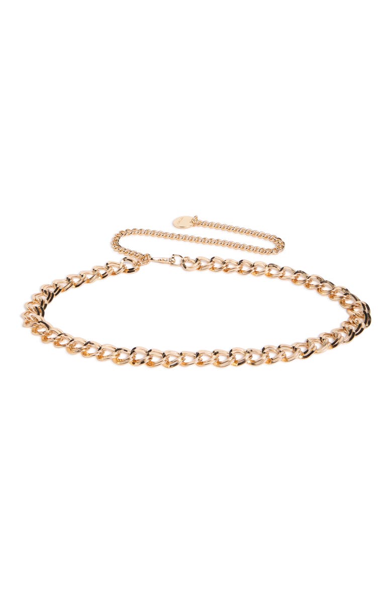 Double Curb Link Chain Belt, Main, color, GOLD