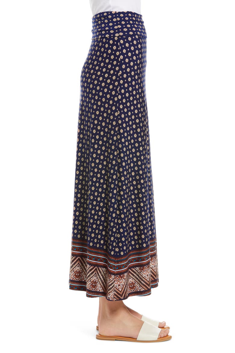 Border Print Roll Top Maxi Skirt, Alternate, color, NAVY/ TOMATO