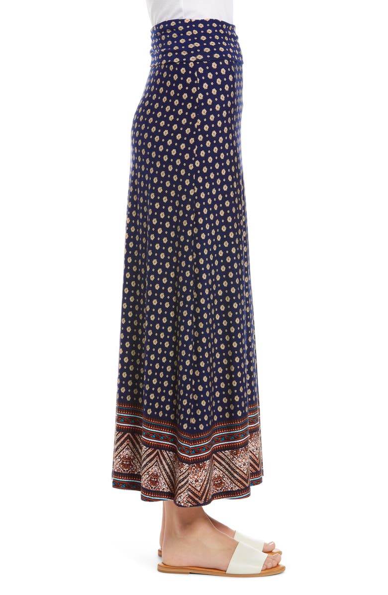 Loveappella Border Print Roll Top Maxi Skirt, Alternate, color,