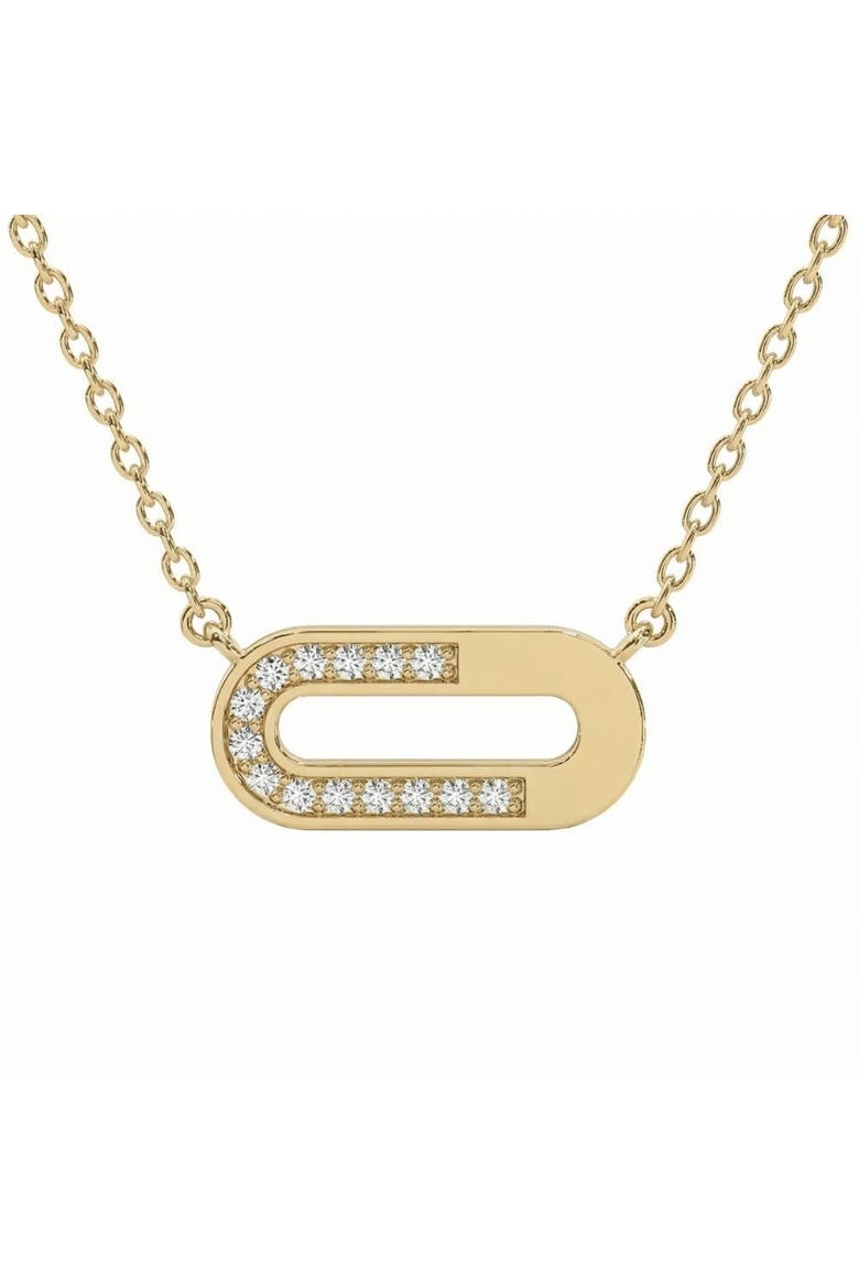 Diamond Paper Pendant 14k Gold 18" Necklace Lab Grown 1/2" Wide, Main, color, 14k Yellow Gold
