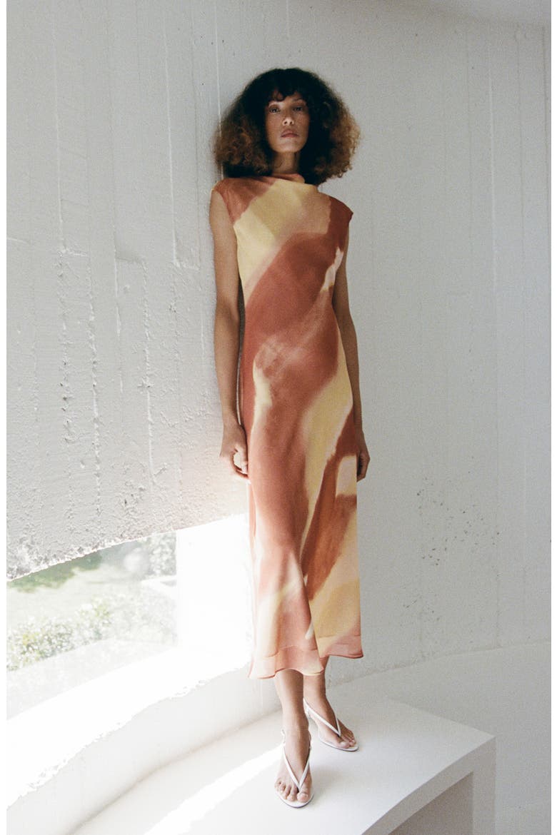 Printed A-Line Dress, Alternate, color, PASTEL YELLOW