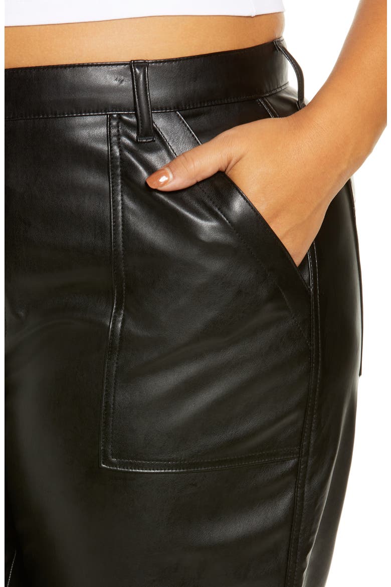 Tapered Leg Faux Leather Pants, Alternate, color, BLACK