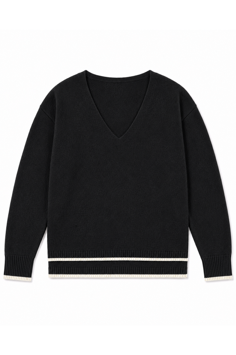 Girls' The "Malibu" Sweater - Big Kid, Alternate, color, Black/Cream