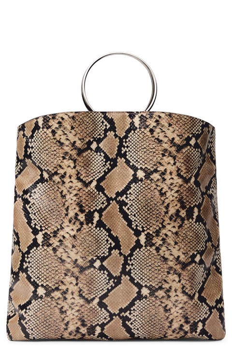 Snakeskin Embossed Leather Tote
