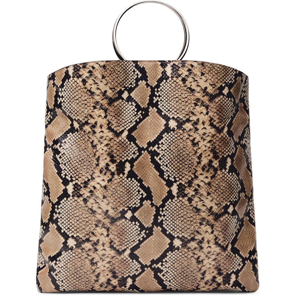 Mango Snakeskin Embossed Leather Tote