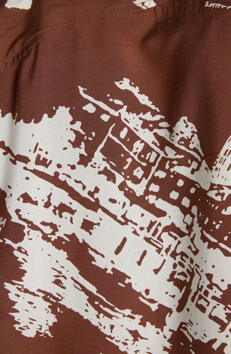 Bottega Veneta Postcard Print Silk Blend Camp Shirt, Alternate, color, 2154 Pecan/ Dove