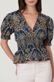 Shoshanna Balinese Palm Print Jocelyn Top