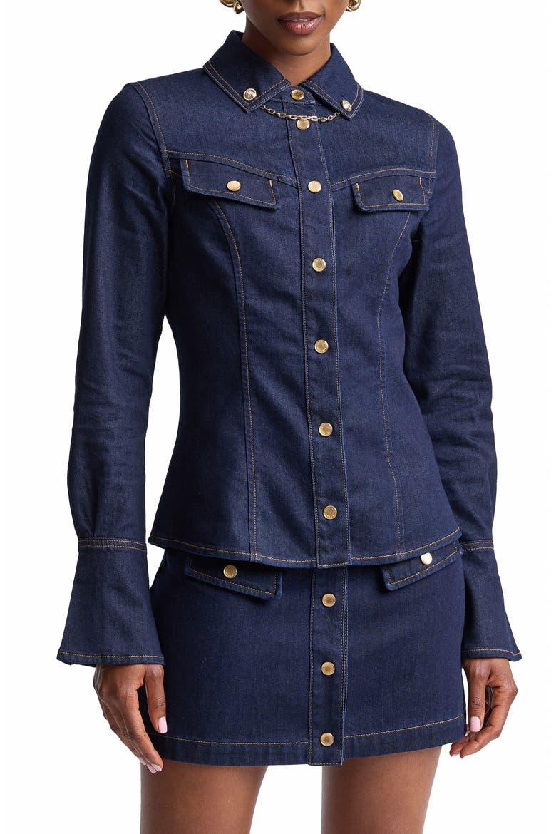 Slim Fit Stretch Denim Shirt, Main, color, FELL WASH
