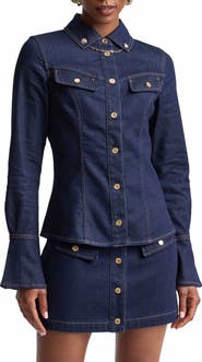 Avec Les Filles Slim Fit Stretch Denim Shirt