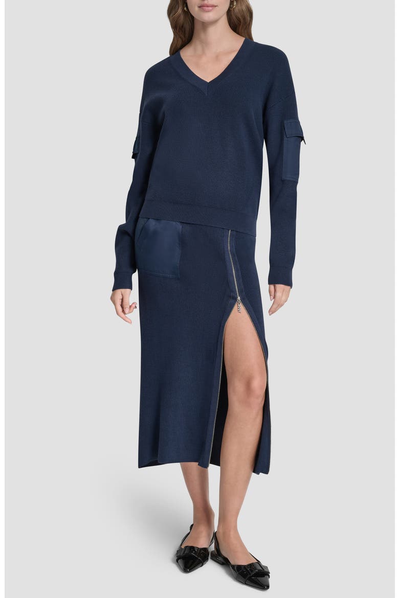 Cargo Sleeve Rib Sweater, Alternate, color, HUDSON BLUE