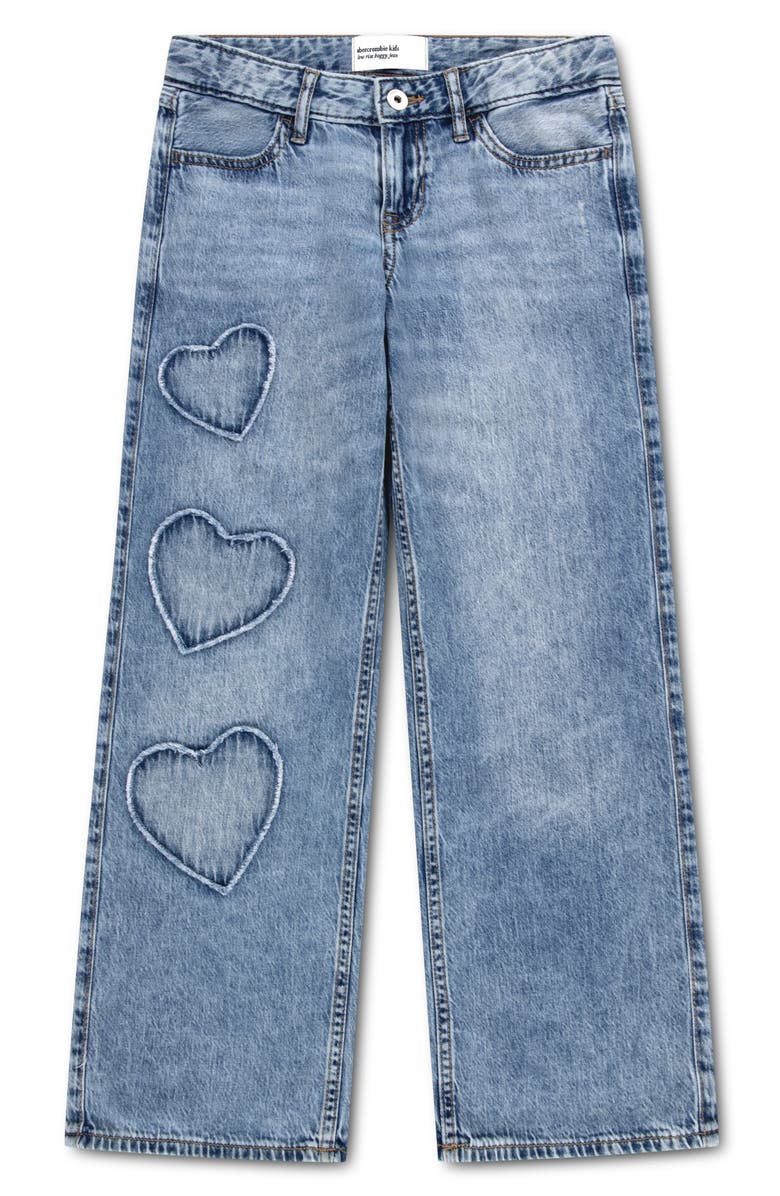abercrombie kids Kids' Heart Wide Leg Jeans, Main, color, Indigo Hearts
