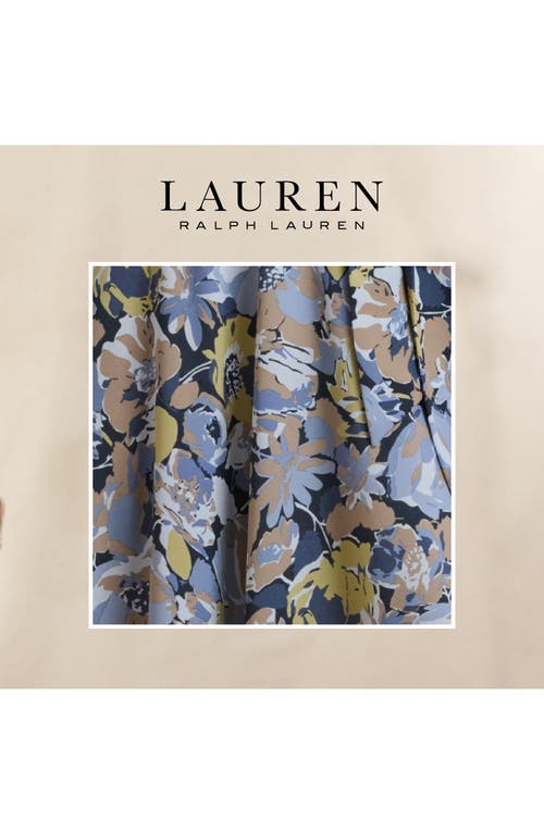Ralph Lauren Lauren  Floral Ruffle Georgette Top In Blue Multi