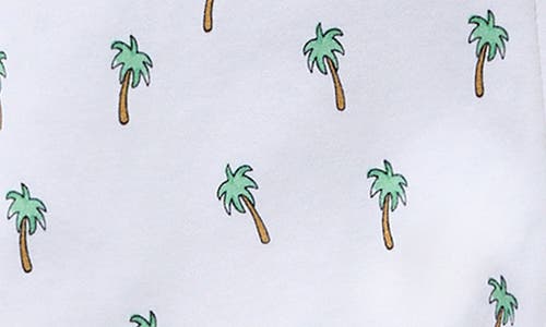 Petite Plume Palmier Print Pima Cotton Footie In White