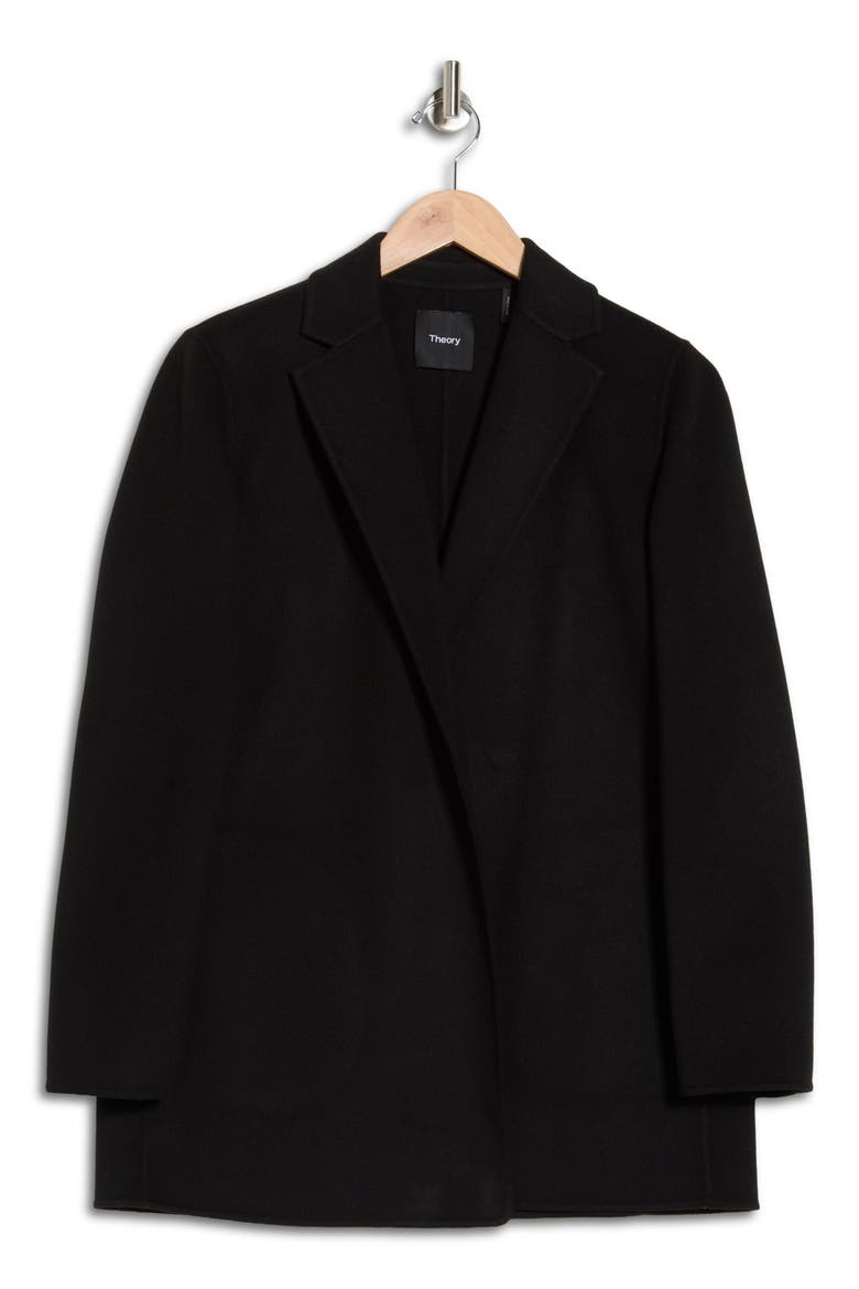 Open Front Wool Blend Blazer, Alternate, color, BLACK