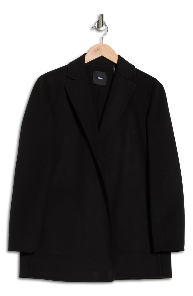 Theory Open Front Wool Blend Blazer, Alternate, color, Black