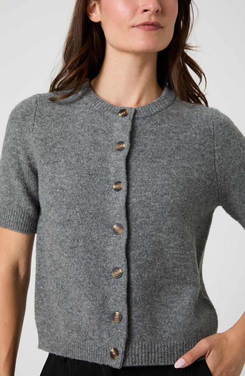 French Connection Short Sleeve Button-Up Cardigan, Alternate, color, Grey
