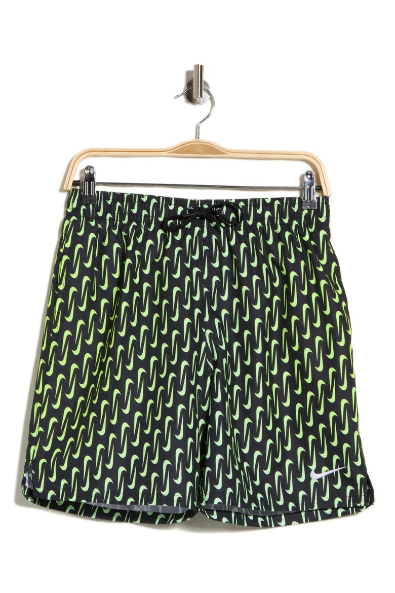 7-Inch Breaker Swoosh Swim Shorts, Alternate, color, BLACK