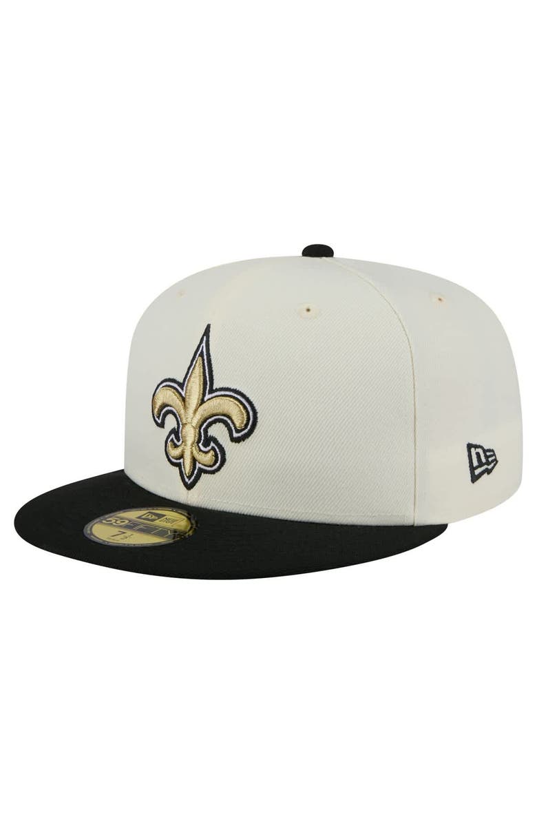 New Era Men's New Era White/Black New Orleans Saints Main 59FIFTY Fitted Hat, Alternate, color,