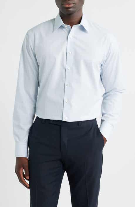 Nordstrom Trim Fit Check Non Iron Cotton Dress Shirt