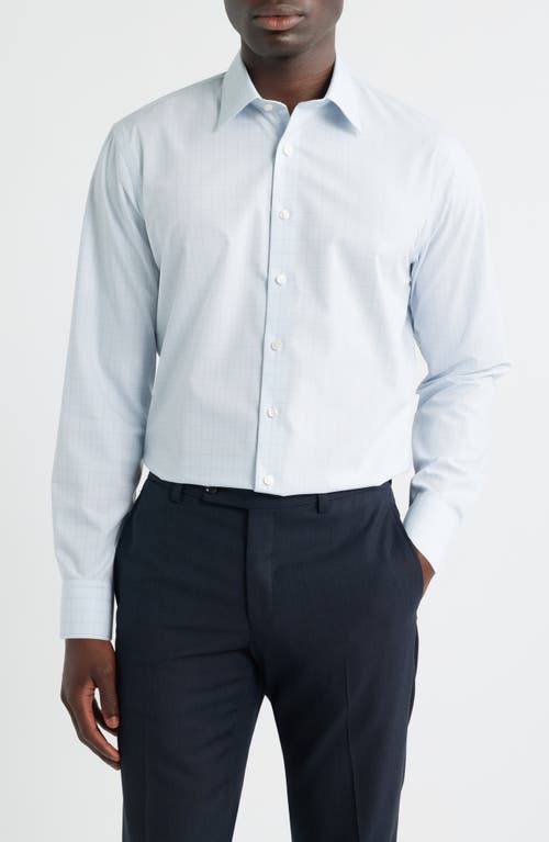 Nordstrom Trim Fit Check Non Iron Cotton Dress Shirt In Blue