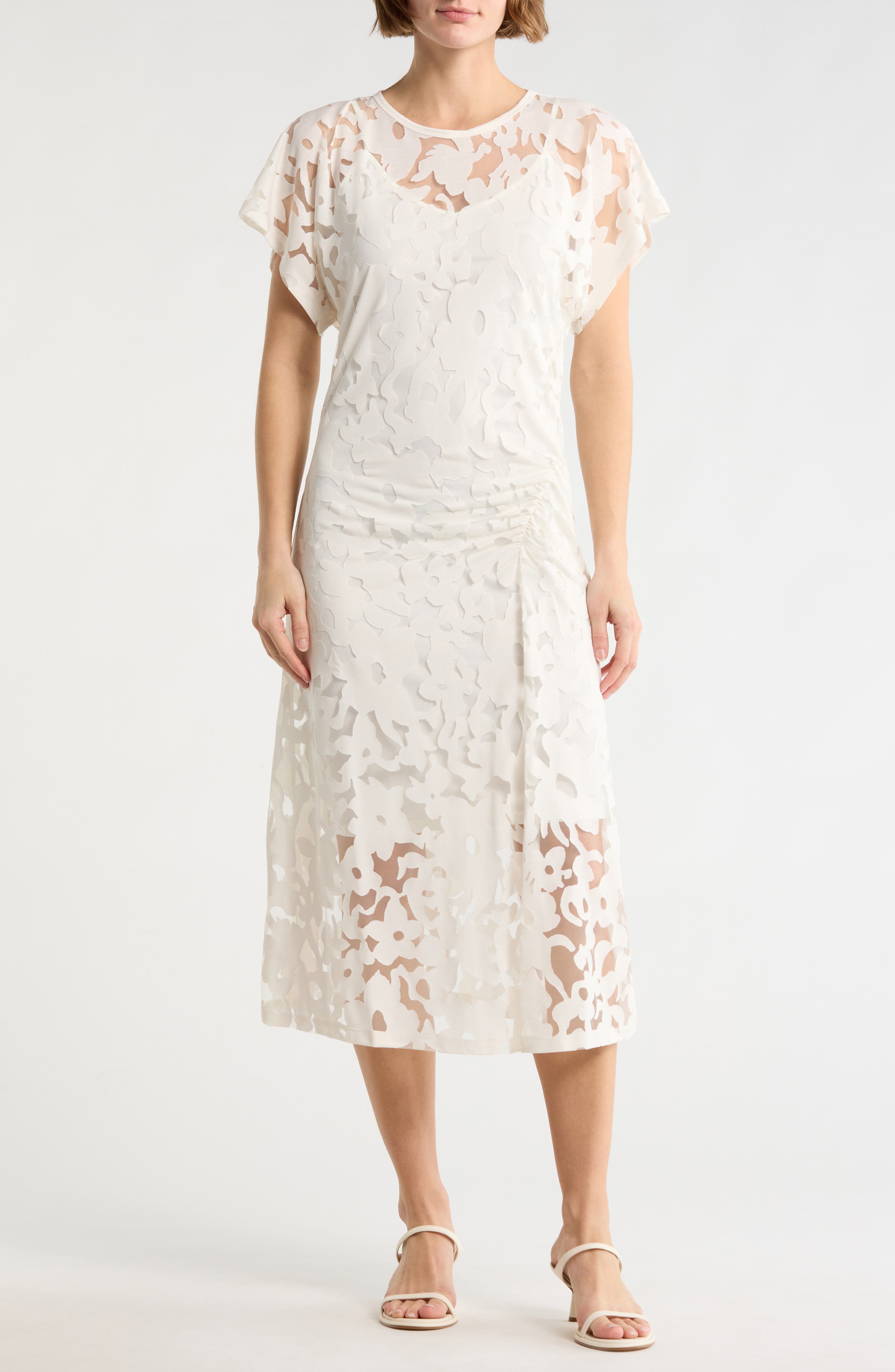 BOSS Orange Ebuna Floral Semi Sheer T-Shirt Dress