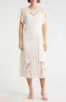 BOSS Orange Ebuna Floral Semi Sheer T-Shirt Dress