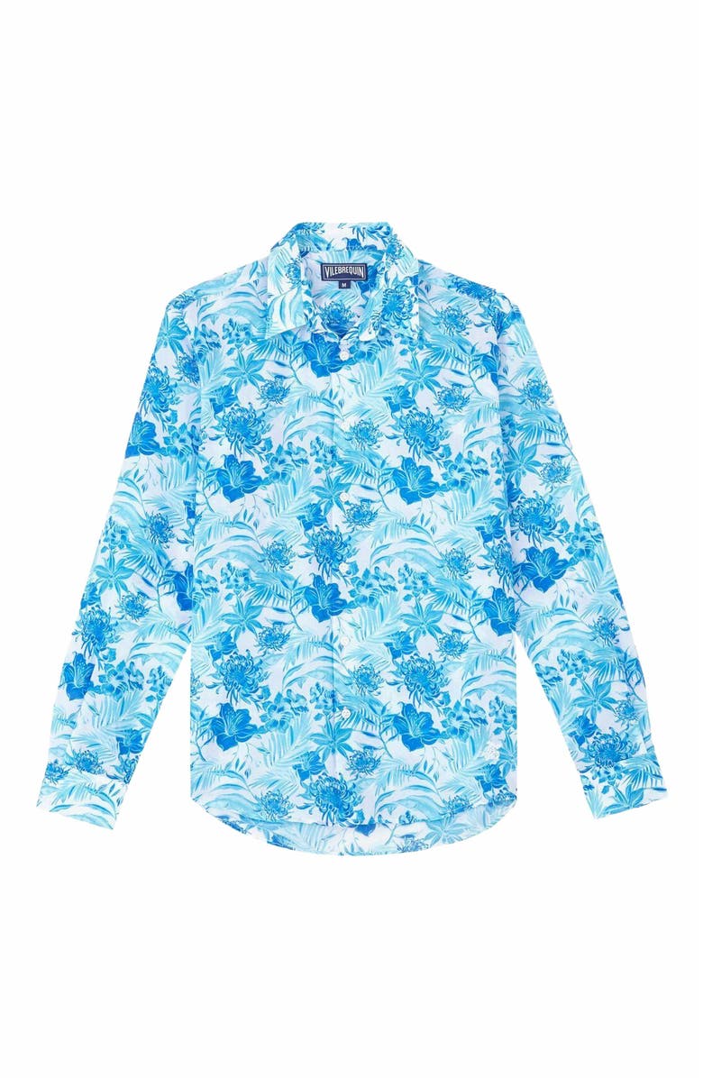 Vilebrequin Unisex Cotton Voile Lightweight Shirt Tahiti Flowers, Main, color,
