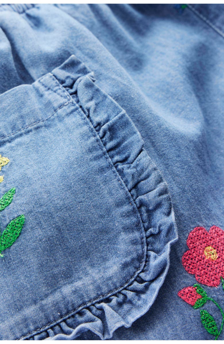 Mini Boden Kids' Nostalgic Frill Embroidered Cotton Wide Leg Pants, Alternate, color,