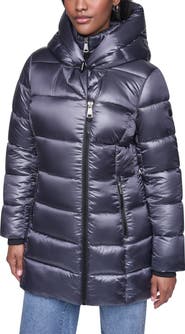 DKNY Water Resistant Hooded Puffer Coat with Bib