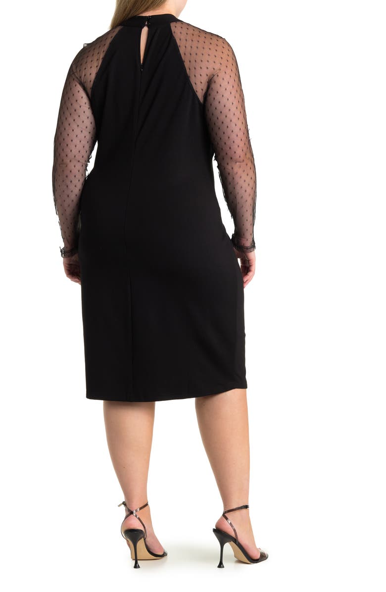 BY DESIGN Roulette Ponte Swiss Dot Mesh Sheath Dress | Nordstromrack