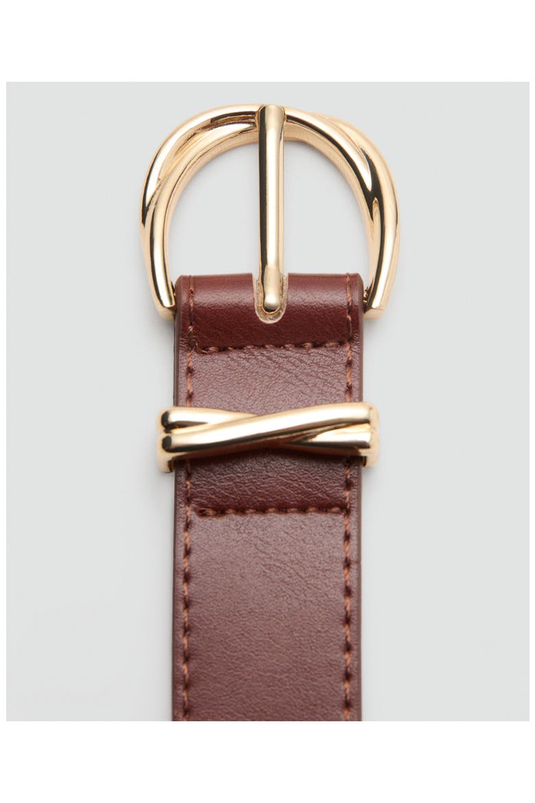 Oval Buckle Faux Leather Belt, Alternate, color, BROWN