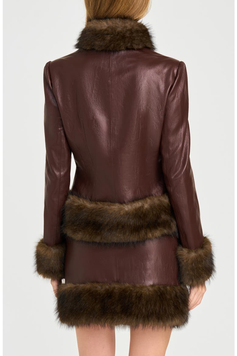 x Rose Lola Mercer Faux Fur Trim Faux Leather Jacket, Alternate, color, CHOCOLATE