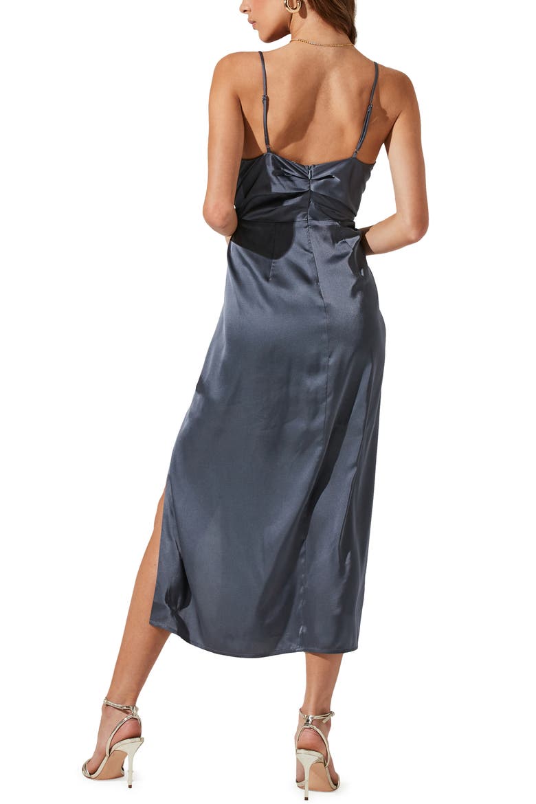Twist Front Satin Dress, Alternate, color, SLATE BLUE