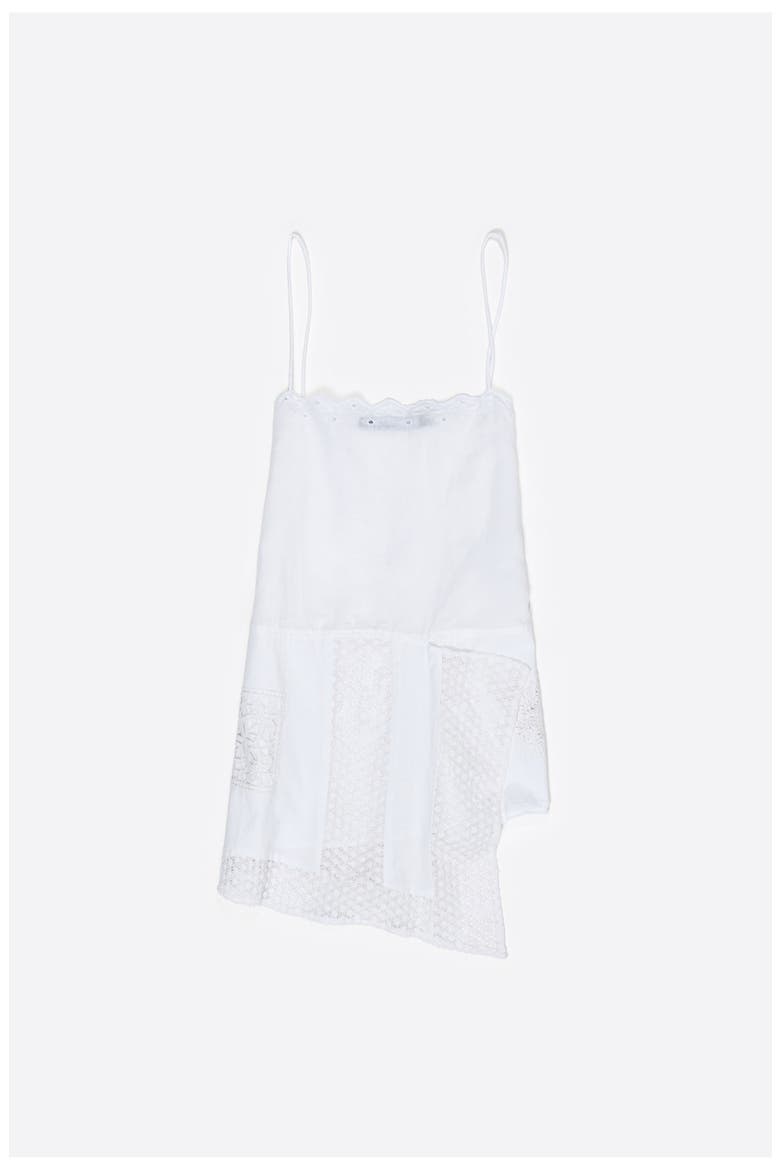 Embroidered Asymmetric Handkerchief Hem Top, Alternate, color, WHITE