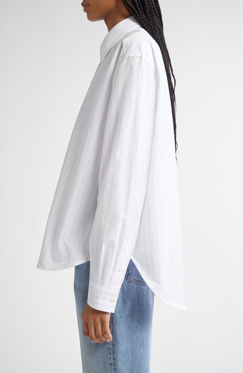 TOTEME Monogram Stripe Organic Cotton Poplin Button-Up Shirt, Alternate, color, White/ Cobalt Pinstripe