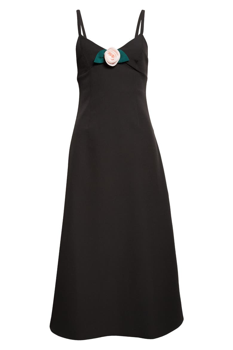 Pilton Rosette Midi Dress, Alternate, color, BLACK