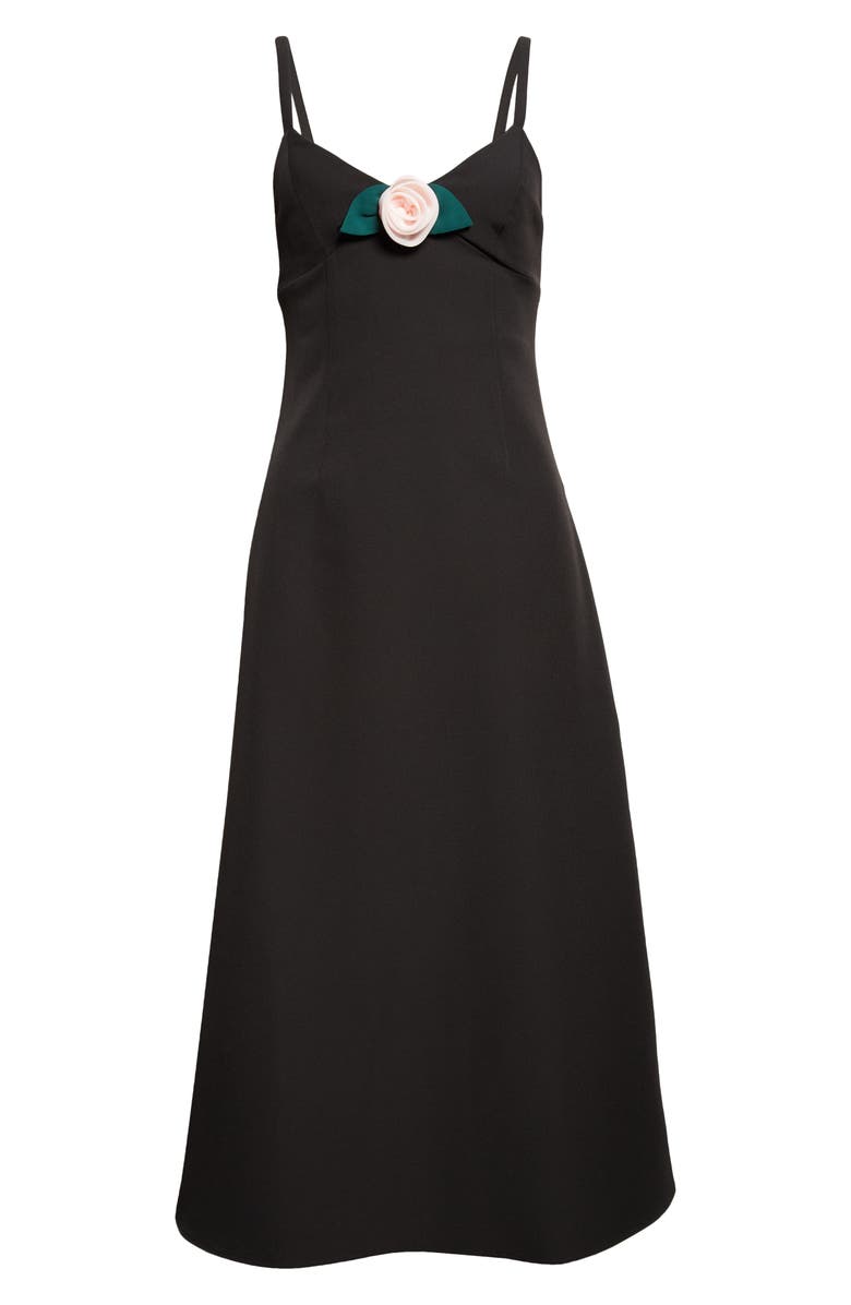Sandy Liang Pilton Rosette Midi Dress, Alternate, color, Black