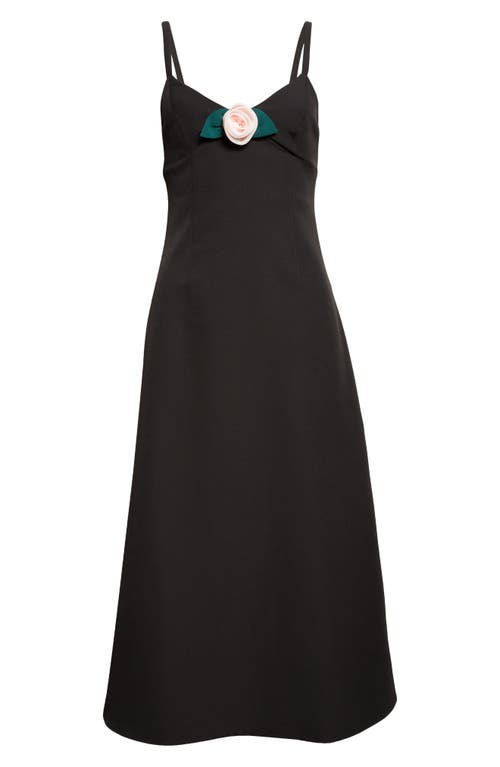 Sandy Liang Pilton Rosette Midi Dress In Black
